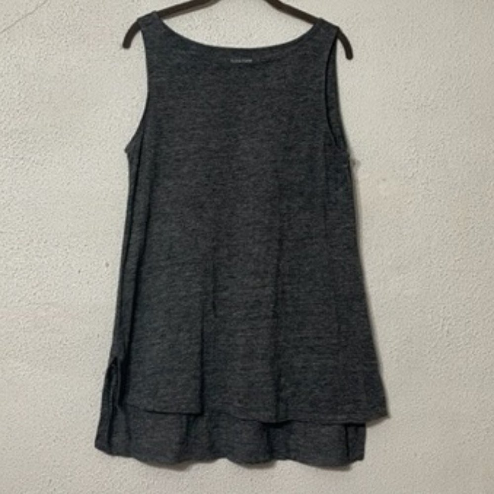 Eileen Fisher Bateau Neck Sleeveless Tunic in Linen Jersey, Grey, Small